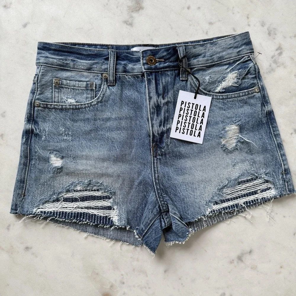 New Pistola Nova Shorts Womens Size 26 Dizzy Wash High Rise Distressed‎ $108